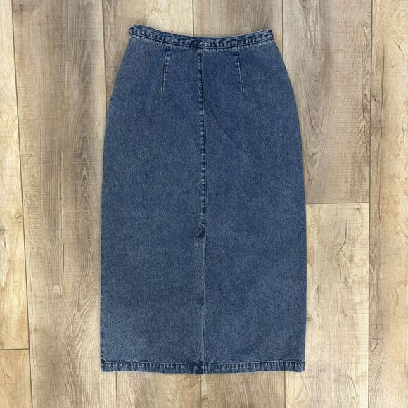 Vintage Y2K Denim Maxi Skirt Size 8 Western Ranch Festival Blue Prairie 90s Norm - Picture 5 of 12